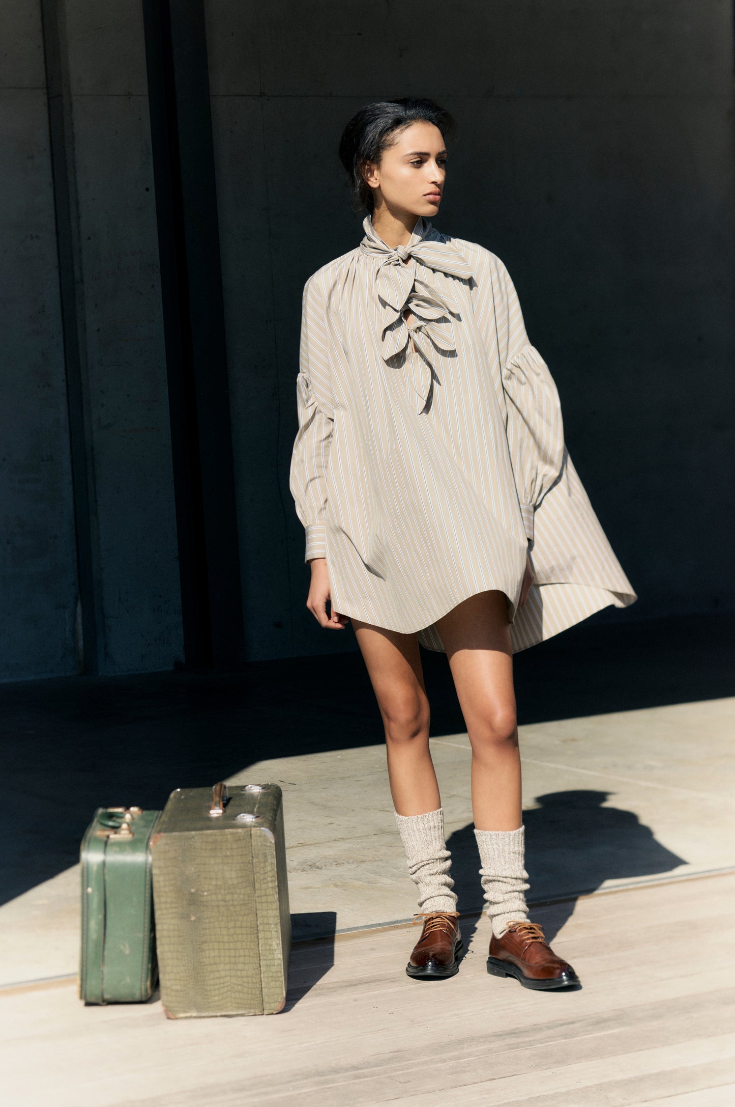 Multi Tie Painters Shirt - Beige Stripe