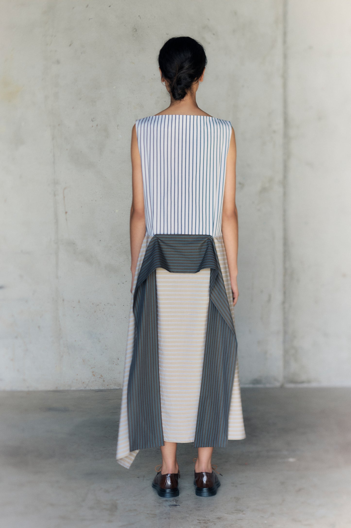 Sleeveless Drape Dress - Stripe