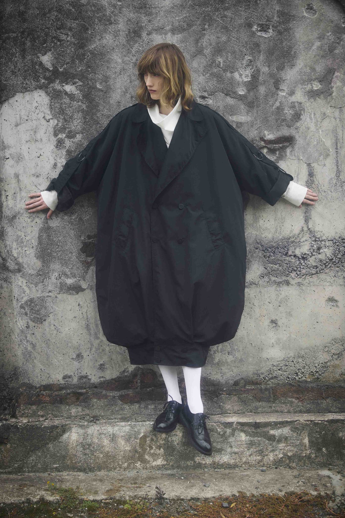 Cocoon Trench - Italian Shower proof Nylon - Black