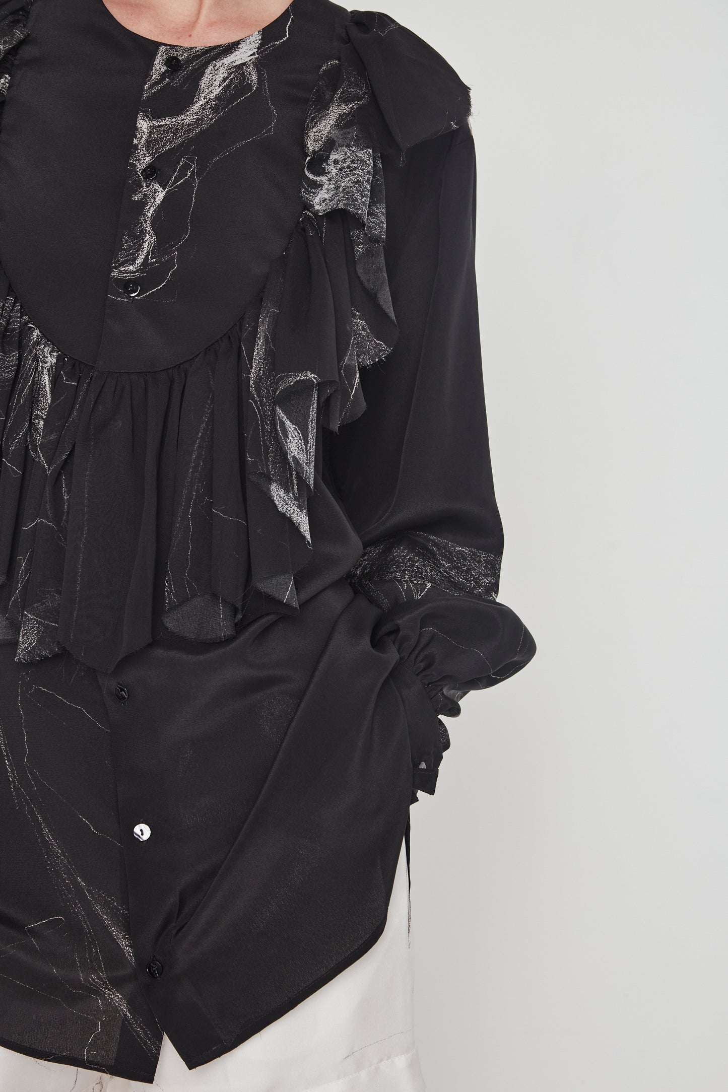 Petal Bib Silk Shirt