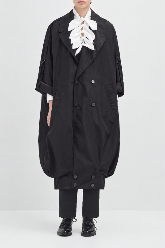 Cocoon Trench - Italian Shower proof Nylon - Black