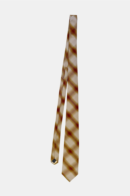 Classic Cotton Tie - Beige Rust Check