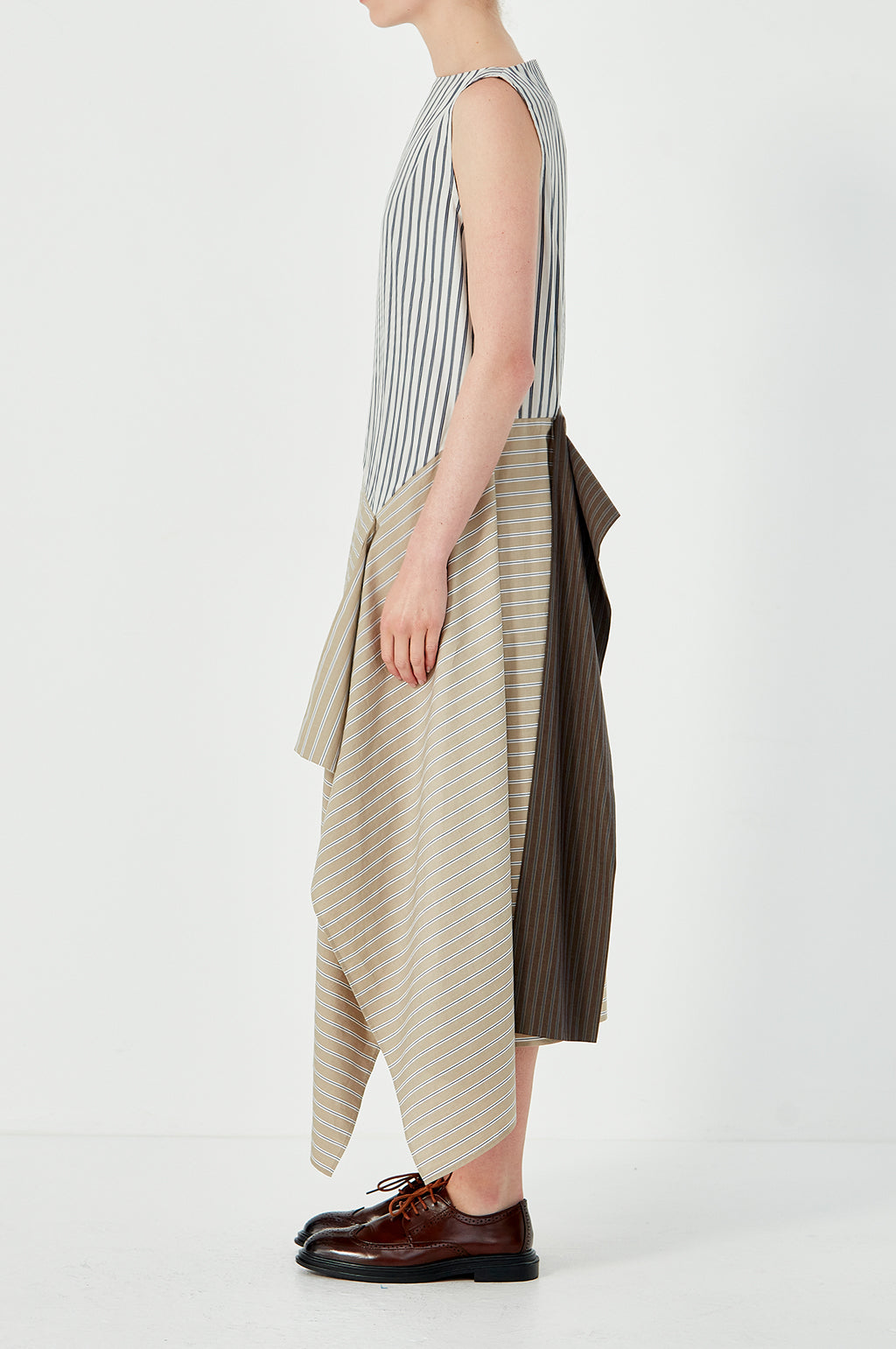 Sleeveless Drape Dress - Stripe