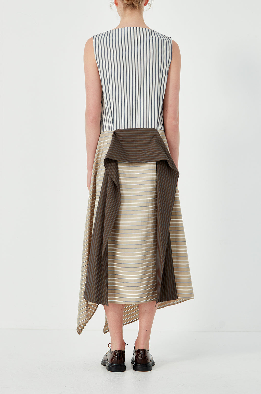 Sleeveless Drape Dress - Stripe