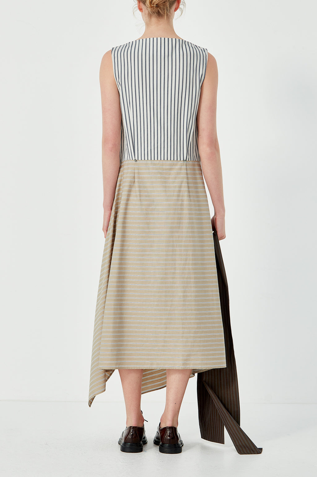 Sleeveless Drape Dress - Stripe