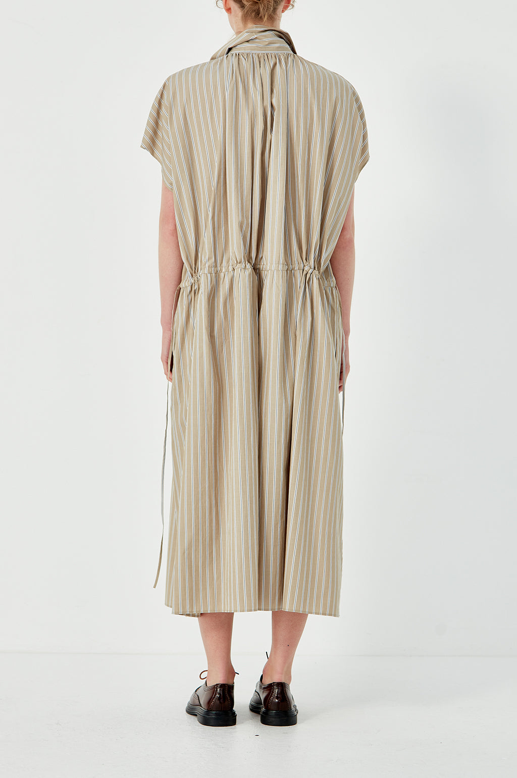 Drop Sleeve Painters Dress - Beige White