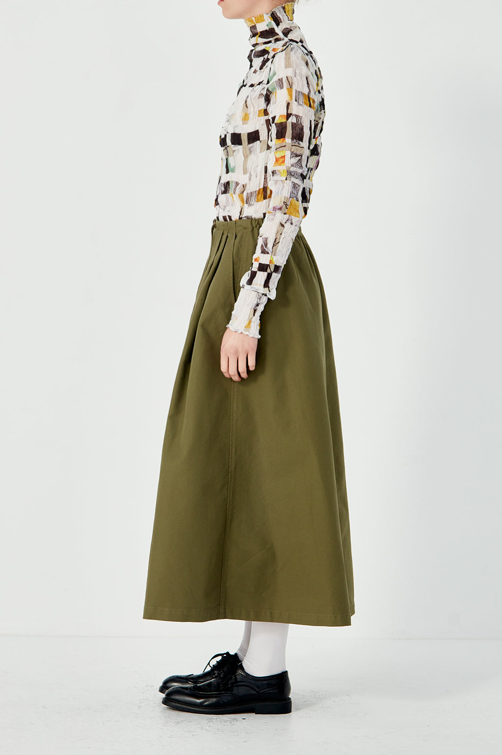 Crushed Long Sleeve Turtle Neck - White Multi