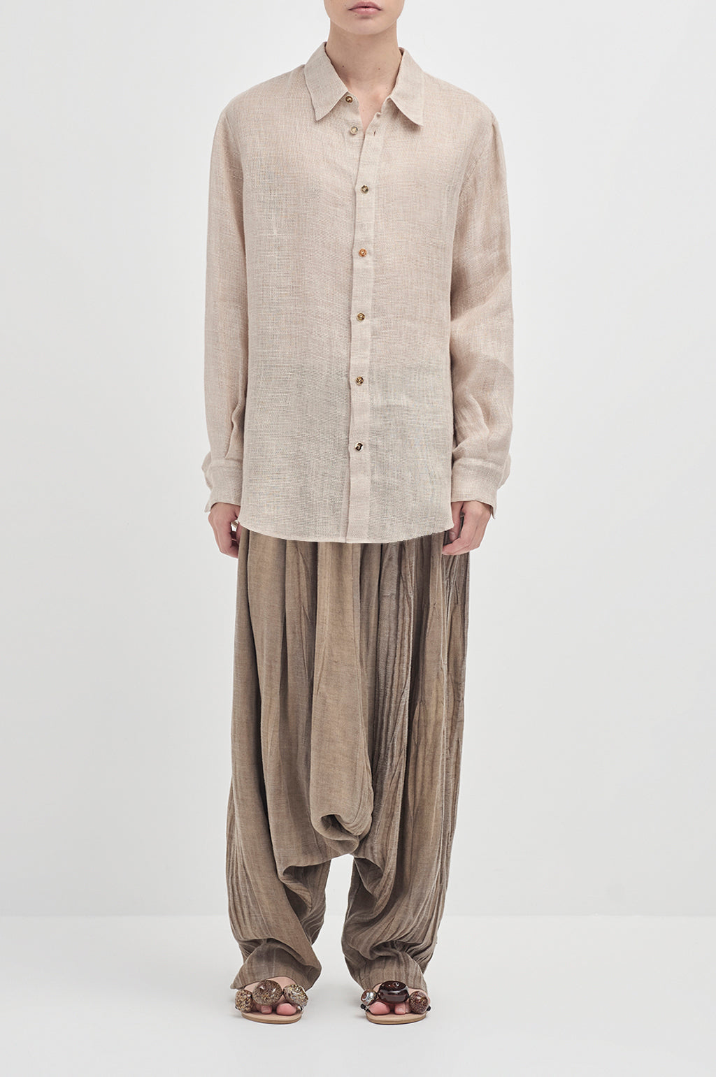 Hand Dyed Harem Pants- Dark Sand