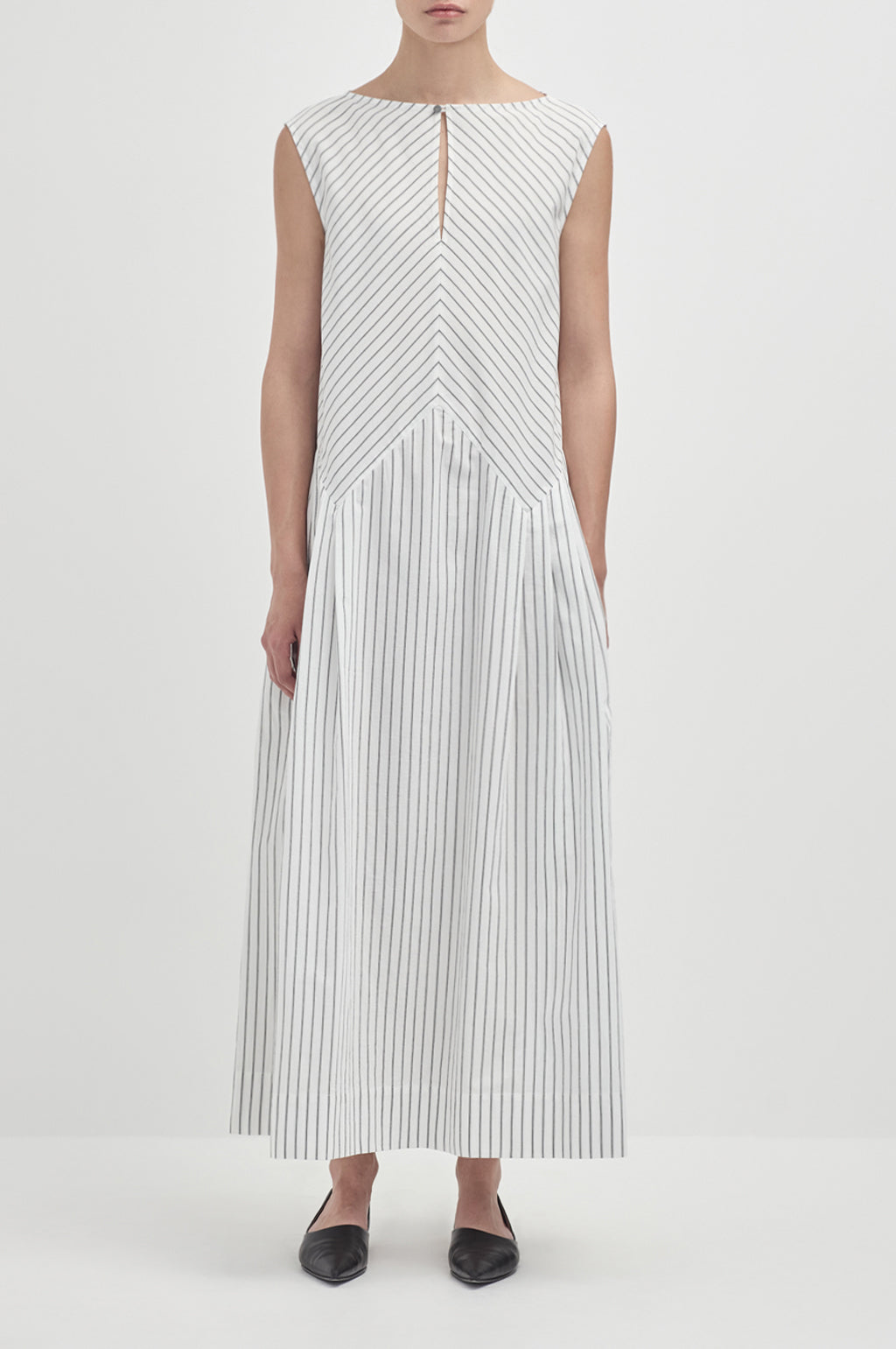 Chevron Stripe Dress - White / Black