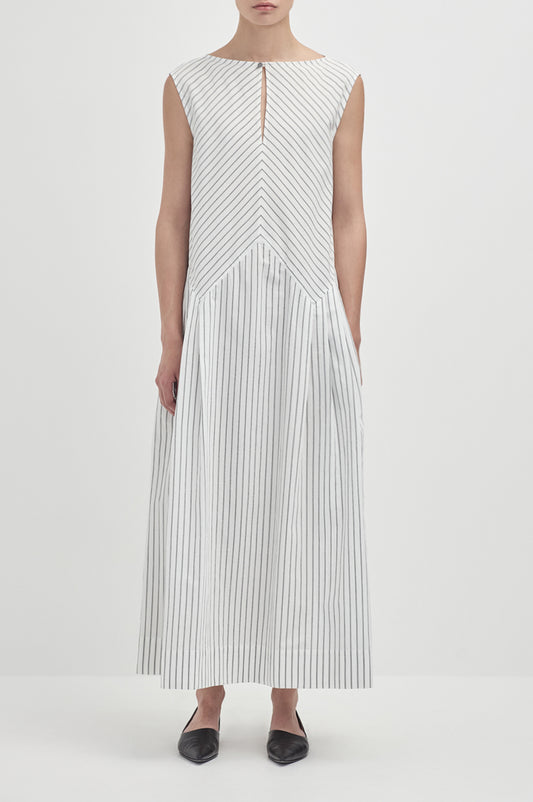 Chevron Stripe Dress - White / Black