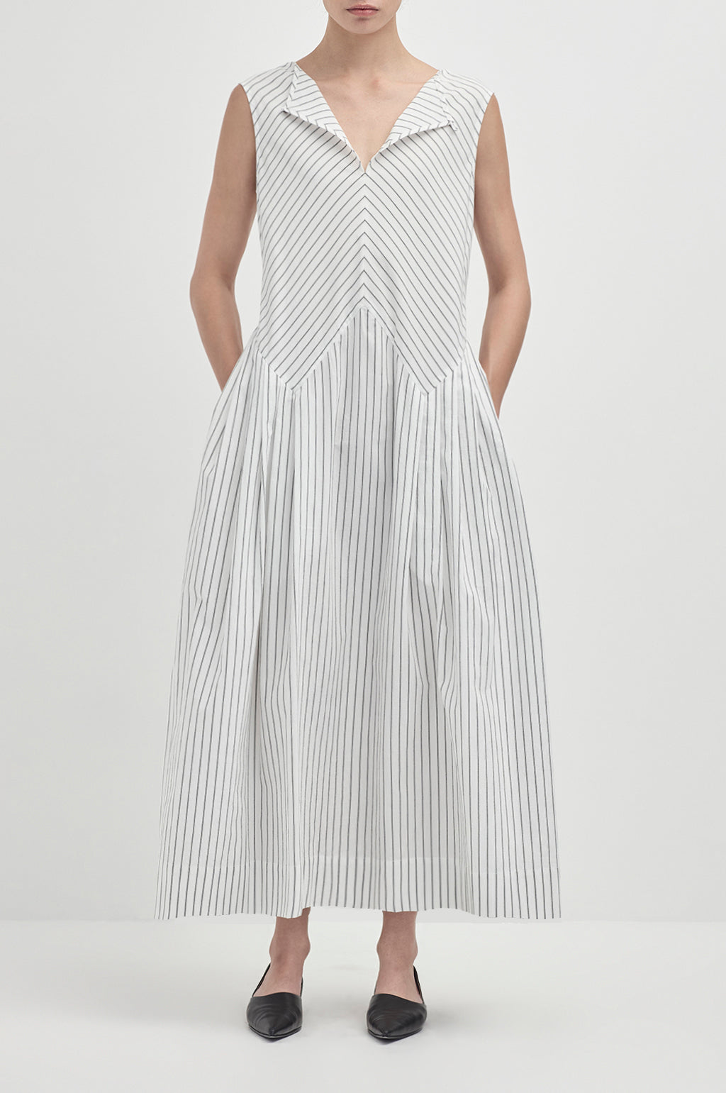Chevron Stripe Dress - White / Black