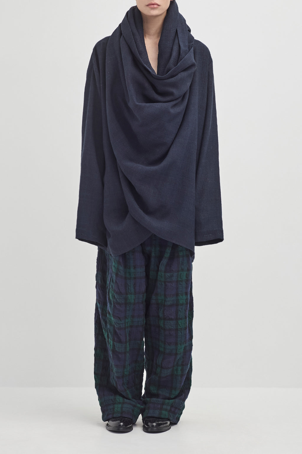 Flat Front Japanese Tartan Pant - Black Watch