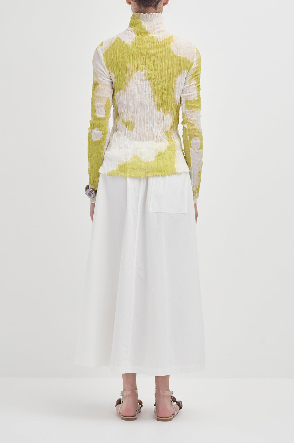 Crushed Long Sleeve Turtle Neck - Chartreuse sea foam
