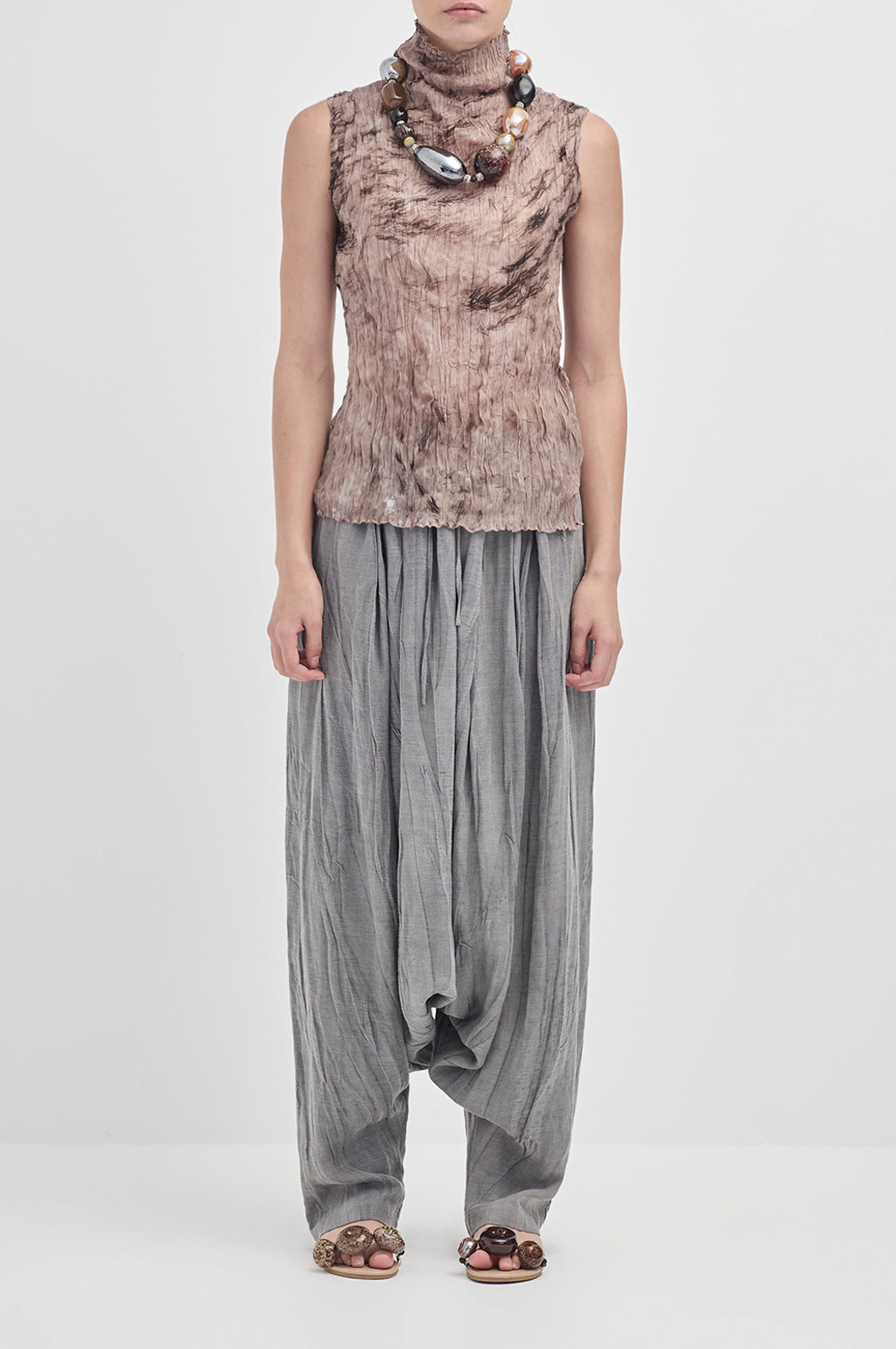 Crushed Sleeveless Turtle Neck - Sea Grass