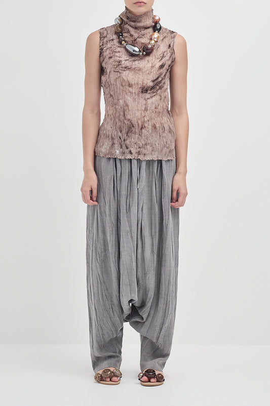 Crushed Sleeveless Turtle Neck - Sea Grass