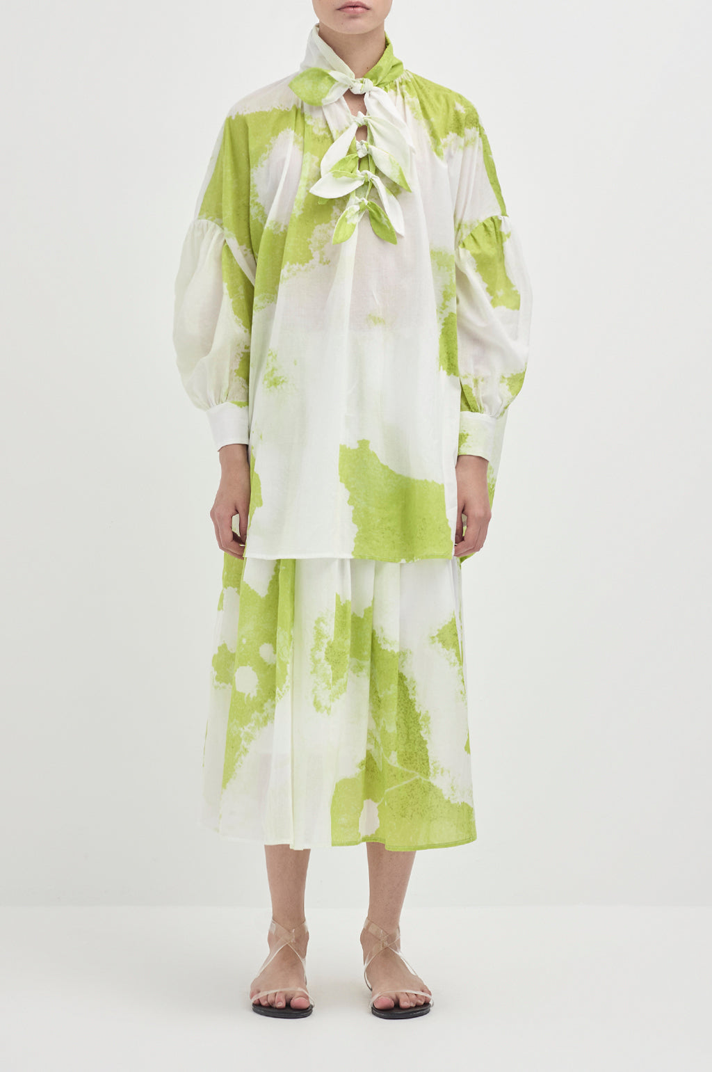 Multi tie painters shirt - Chartreuse sea foam
