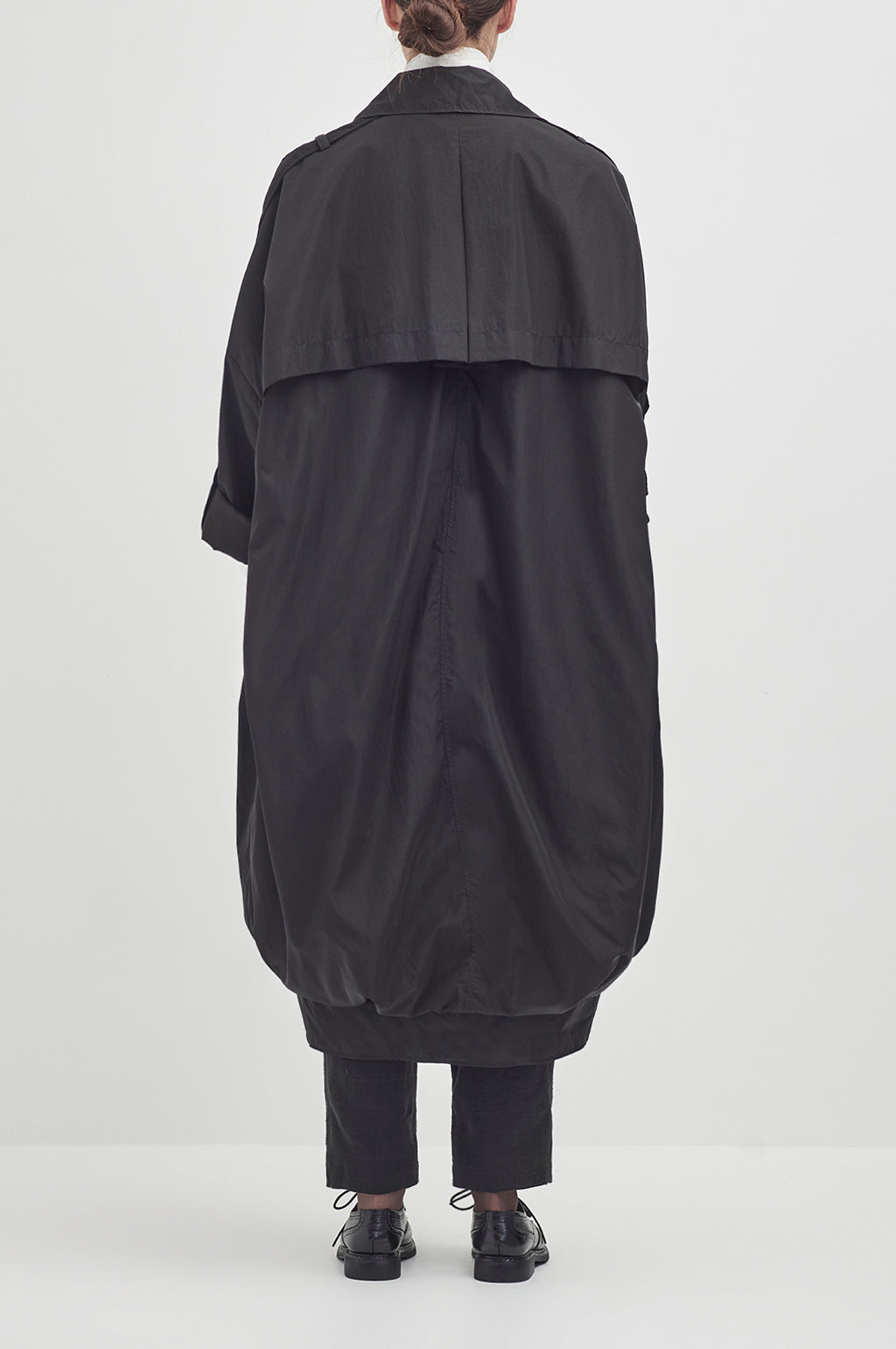 Cocoon Trench - Italian Shower proof Nylon - Black