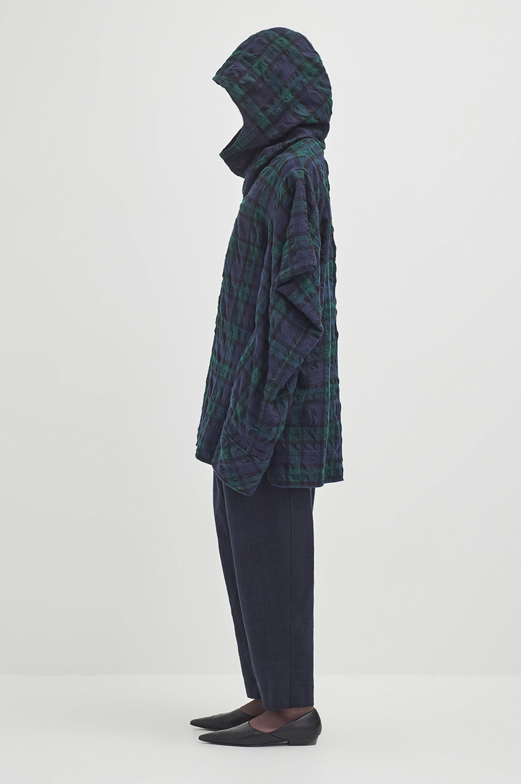 Oversized Hooded V Cowl - Black Watch