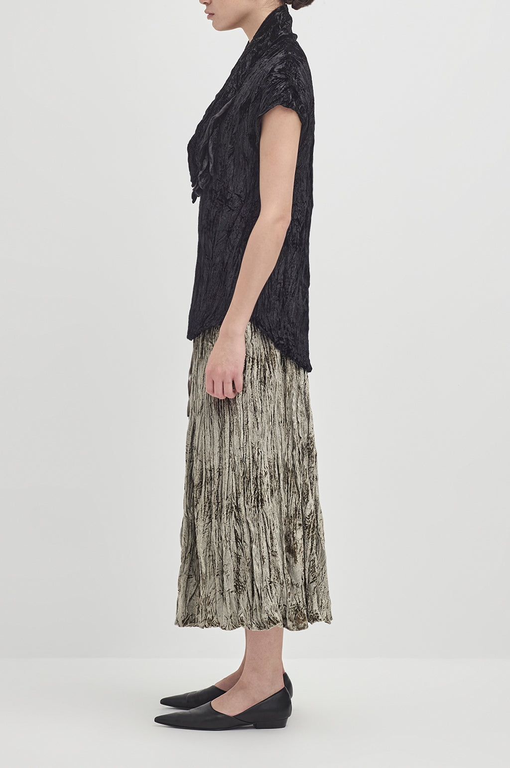 Crushed Velvet Painters Top - Black