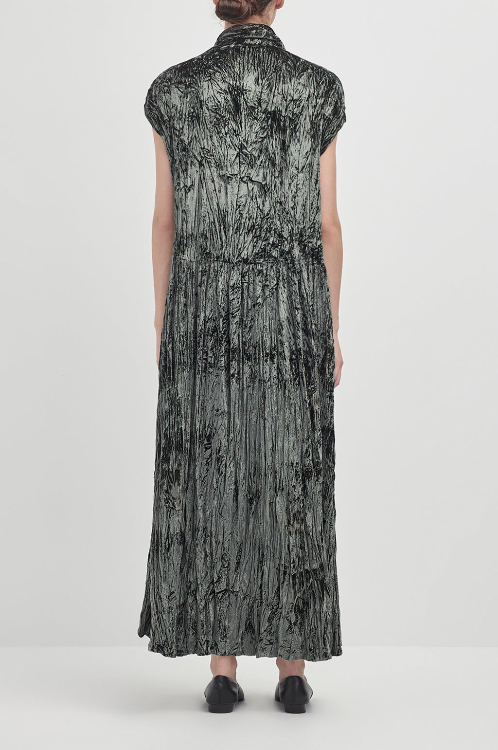 Crushed Velvet Painters Dress - Laurel Green