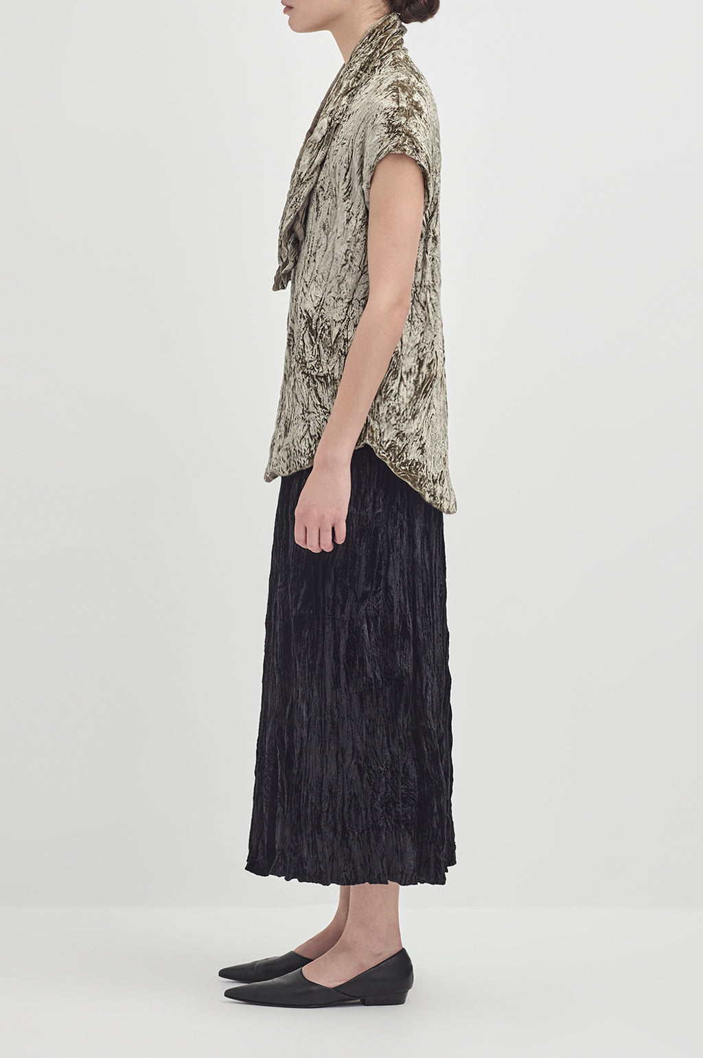 Crushed Velvet Skirt - Black