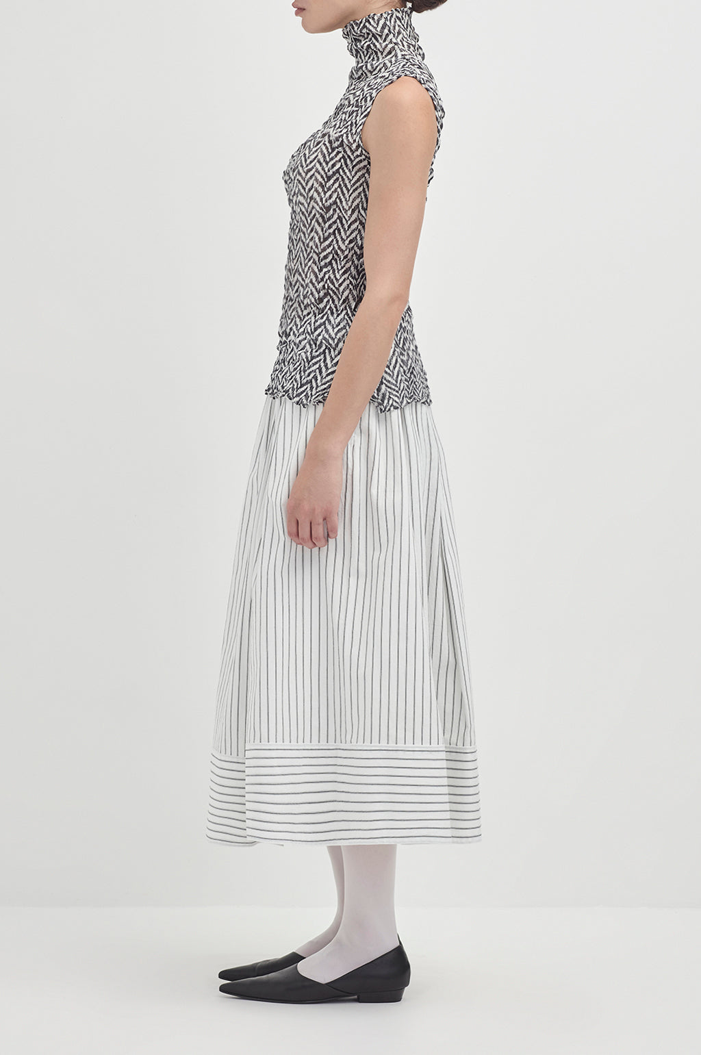 Stripe holiday skirt - Ivory Black