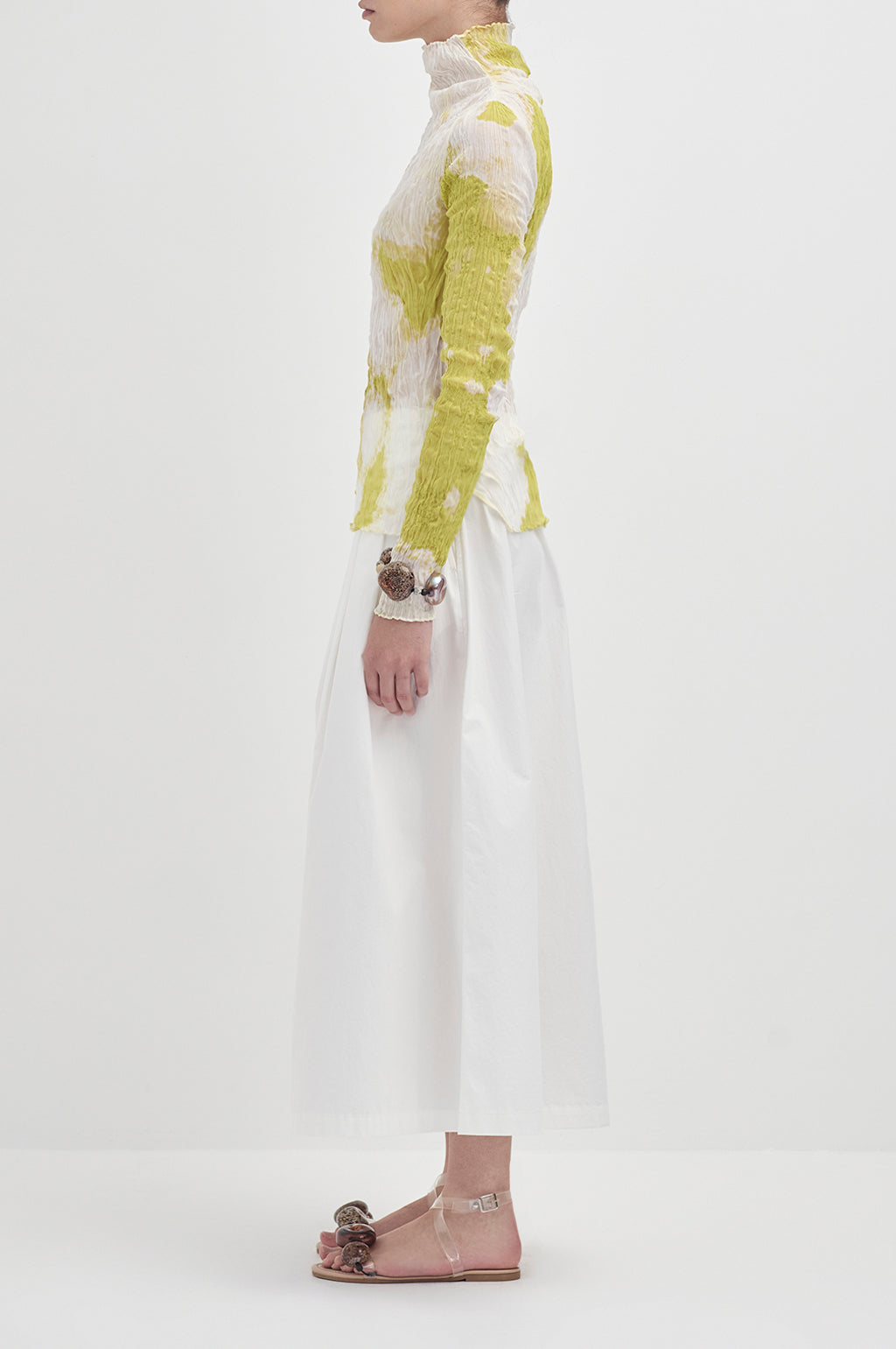Crushed Long Sleeve Turtle Neck - Chartreuse sea foam