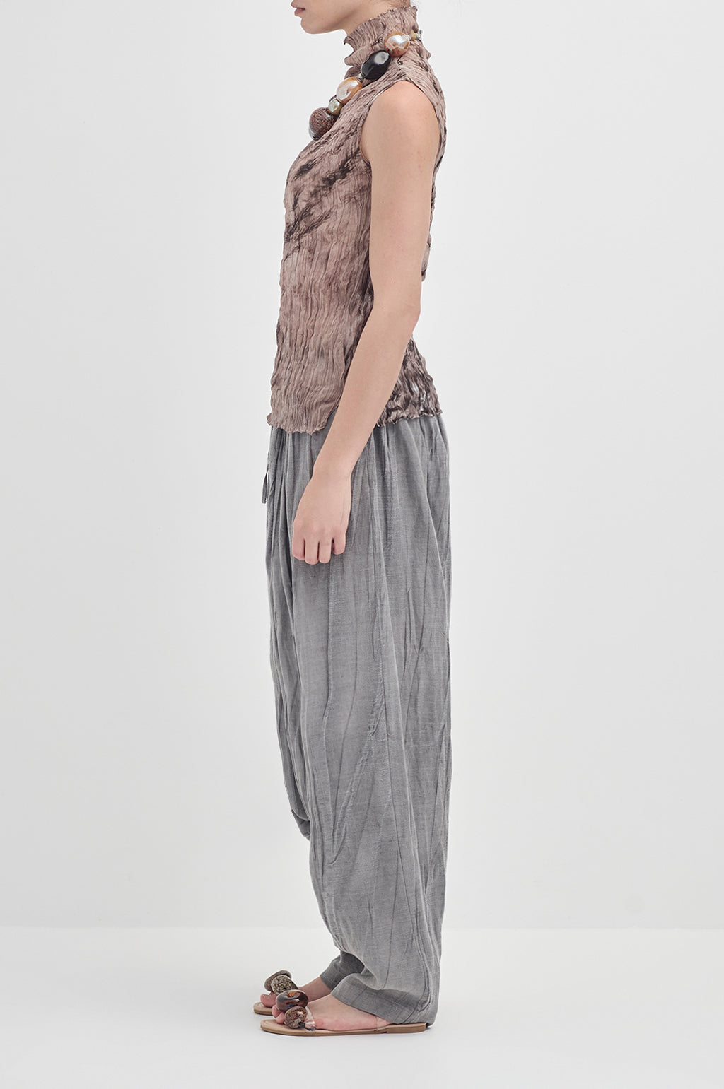 Crushed Sleeveless Turtle Neck - Sea Grass