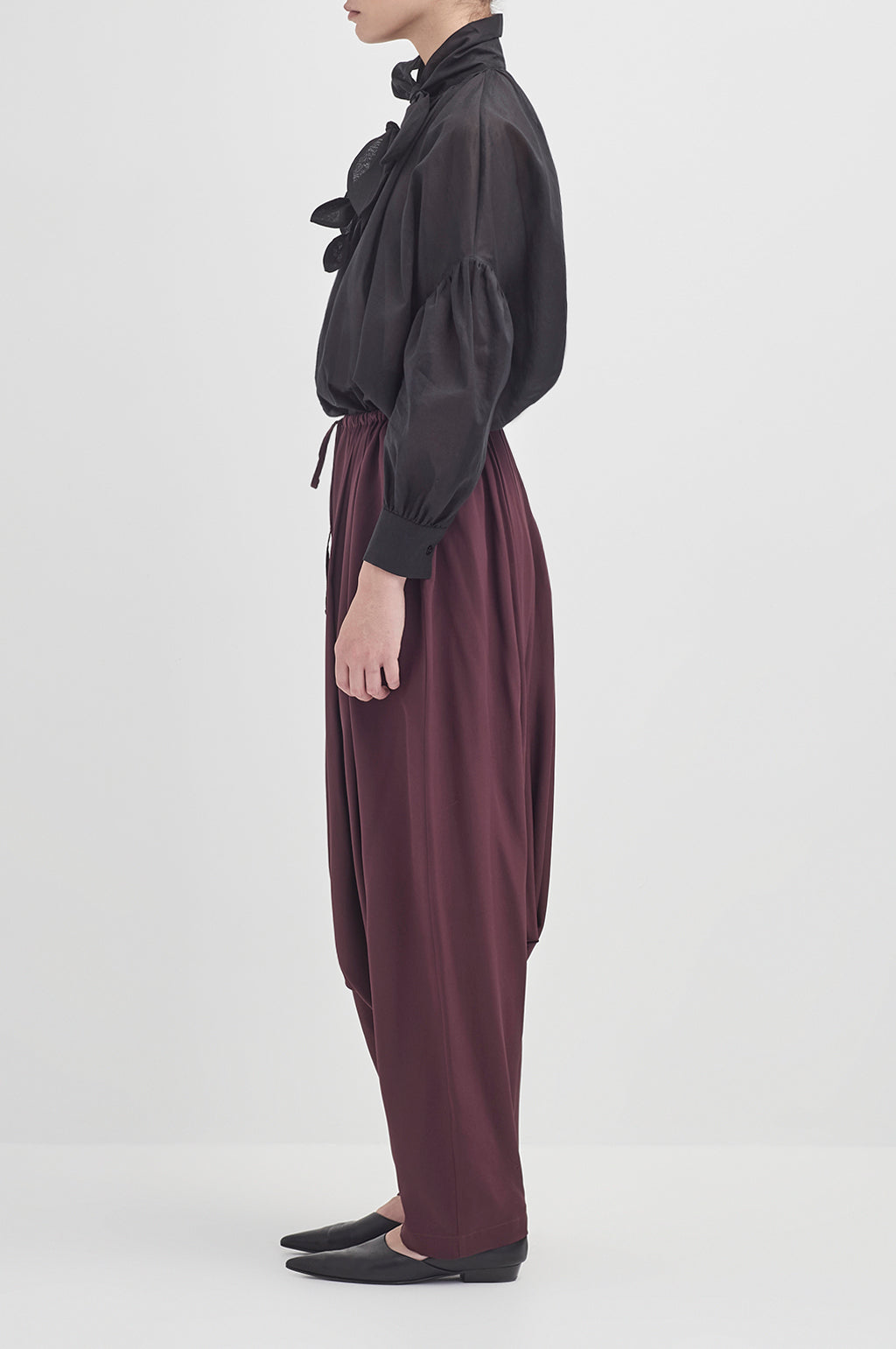 Silk Harem Trousers - Black Currant