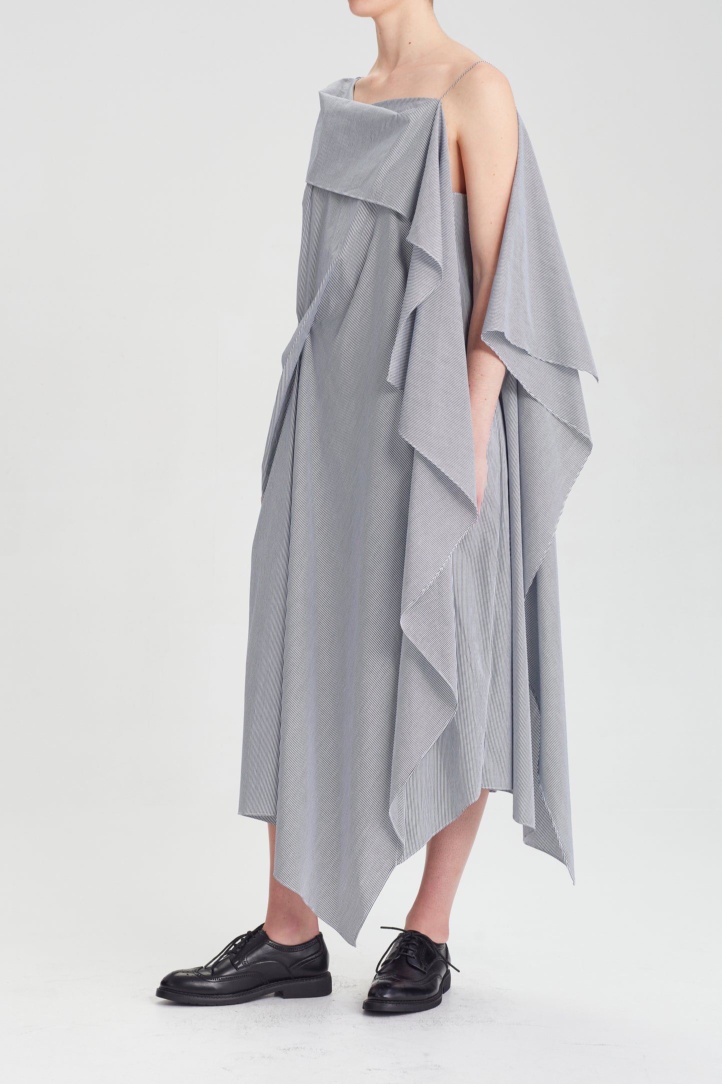 Origami Drape Dress- stripe