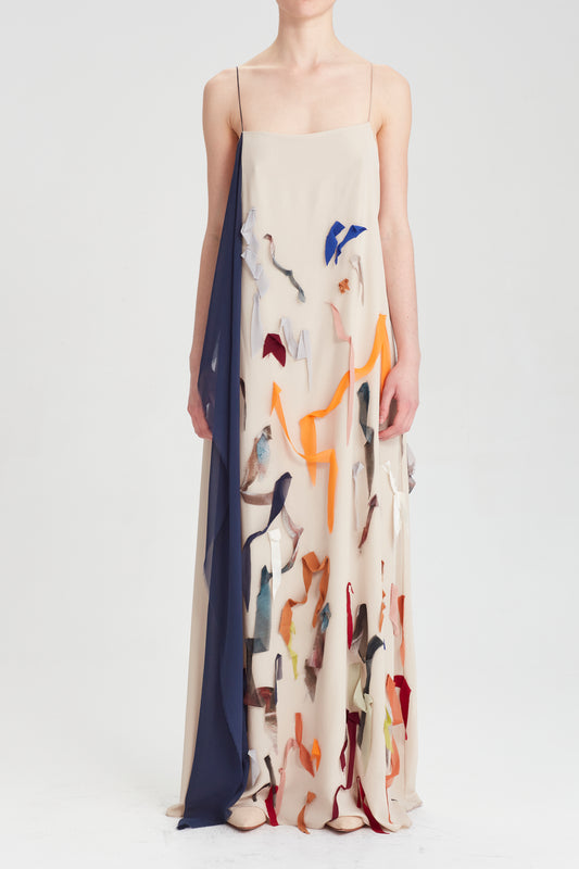 Hand sewn silk 'painted' dress