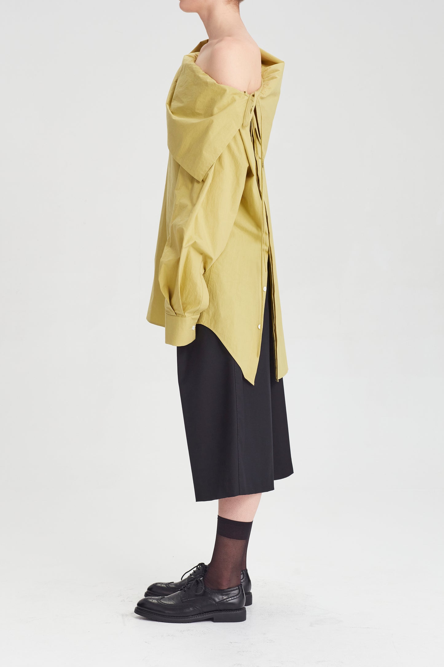 Origami Collar Reversed Shirt Dress