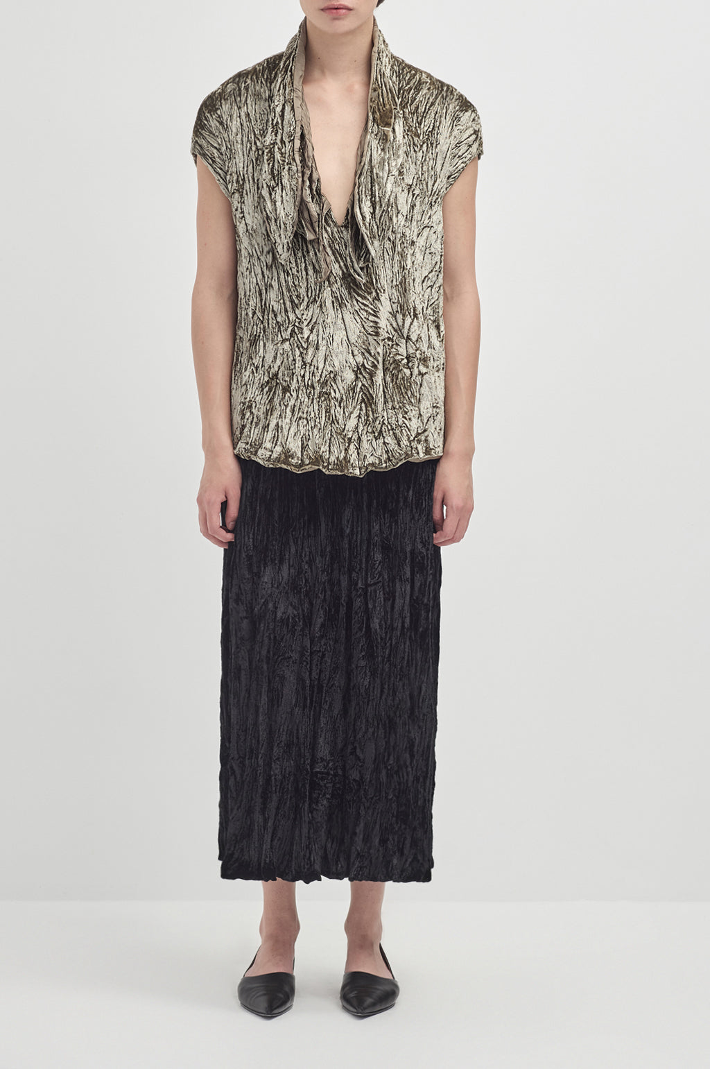 Crushed Velvet Skirt - Black