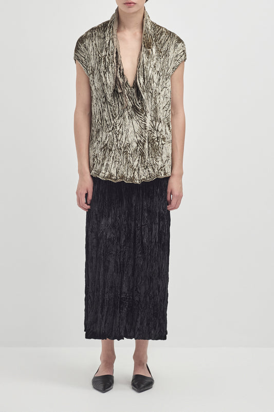Crushed Velvet Skirt - Black