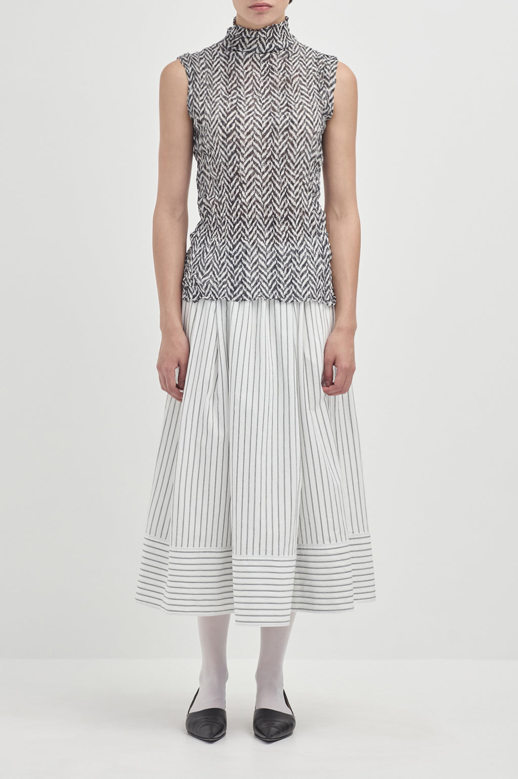 Stripe holiday skirt - Ivory Black