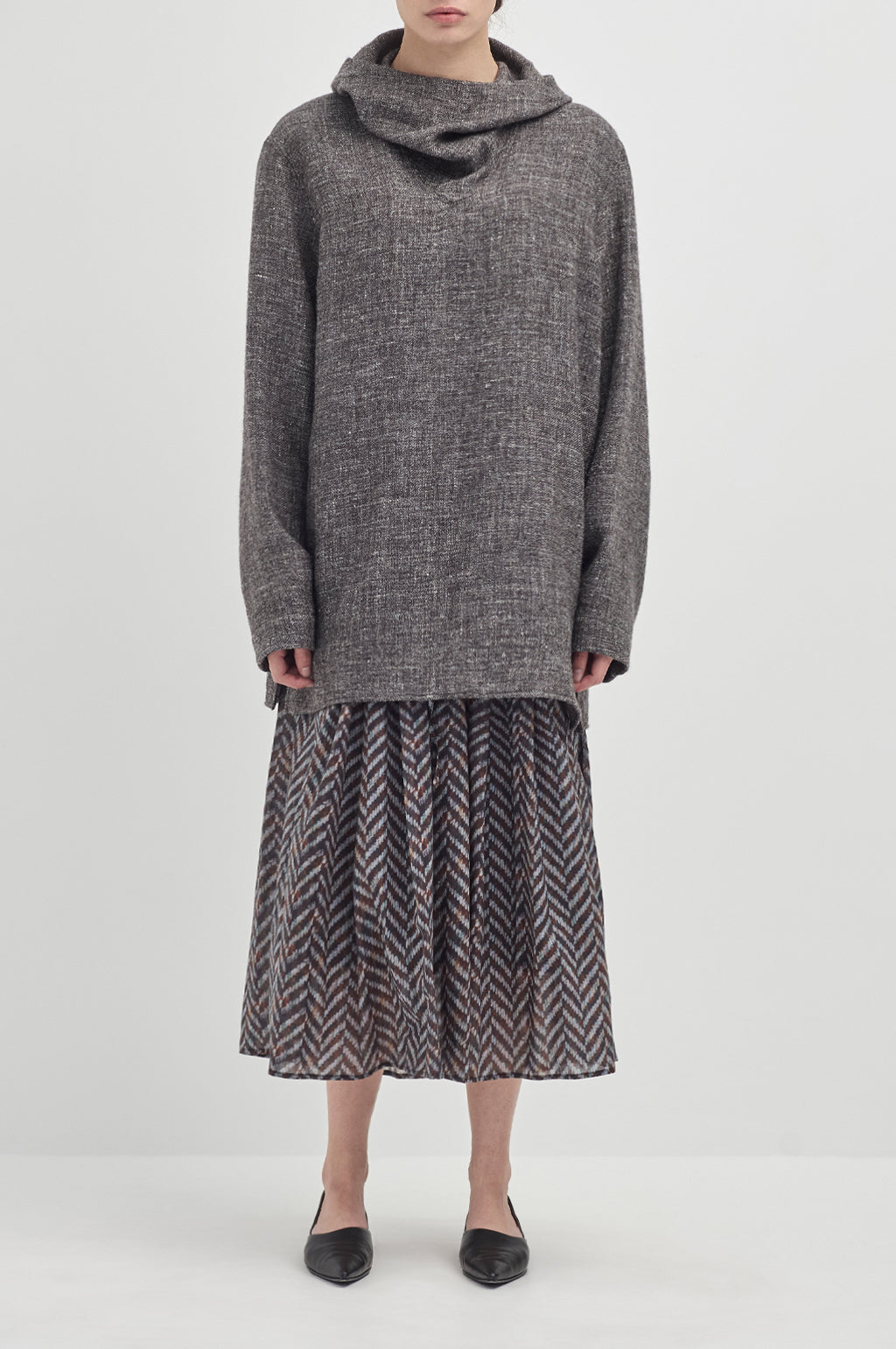 Oversized Hooded V Cowl - Peat