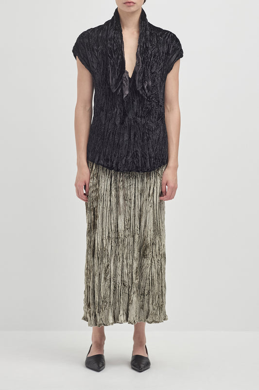 Crushed Velvet Painters Top - Black