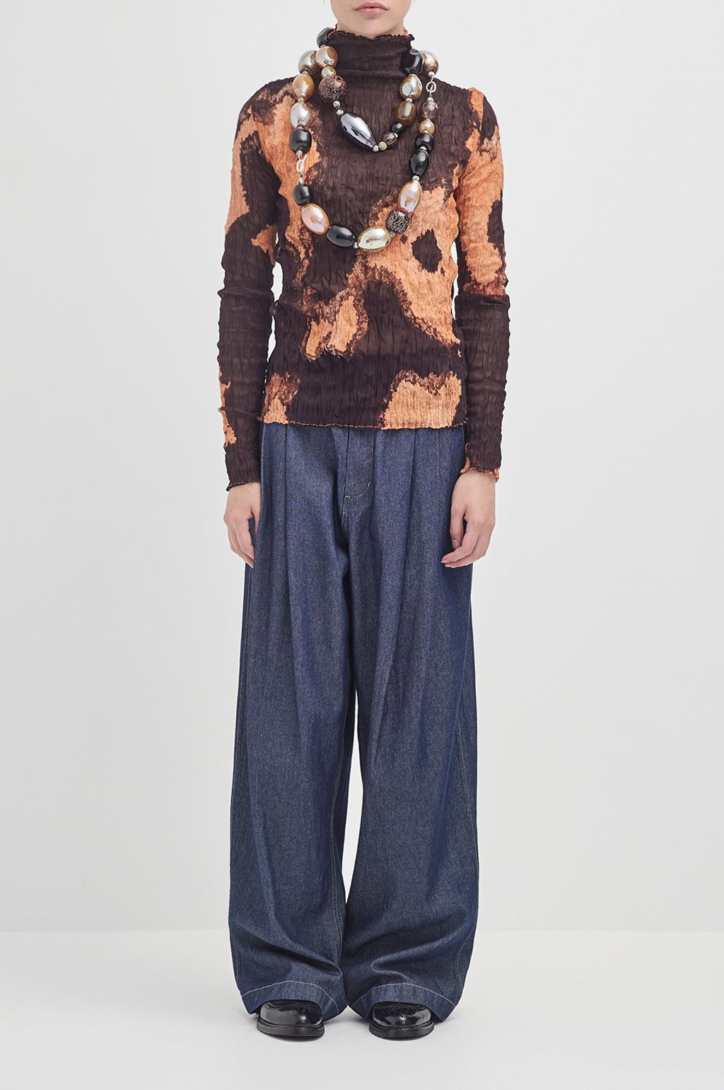 Crushed Long Sleeve Turtle Neck - Cocoa Orange