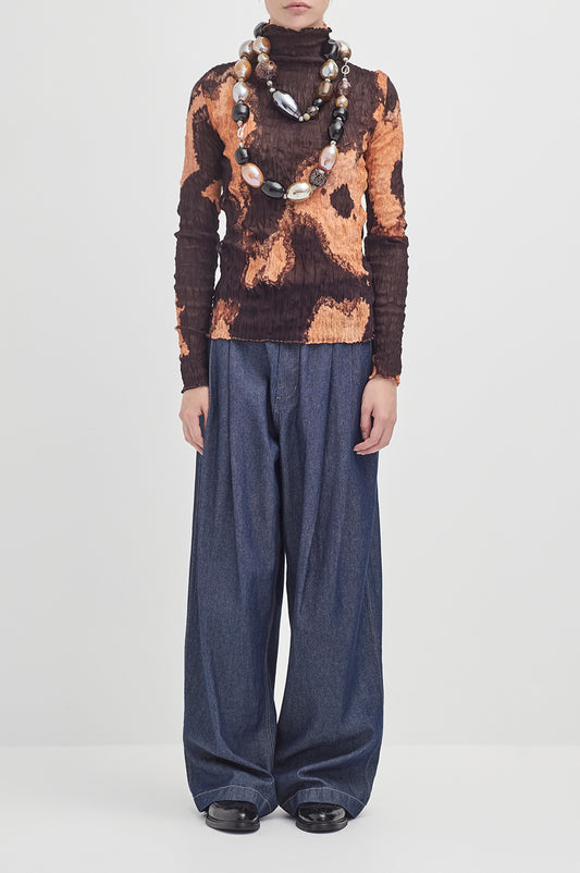 Crushed Long Sleeve Turtle Neck - Cocoa Orange