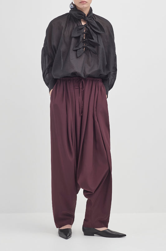 Silk Harem Trousers - Black Currant
